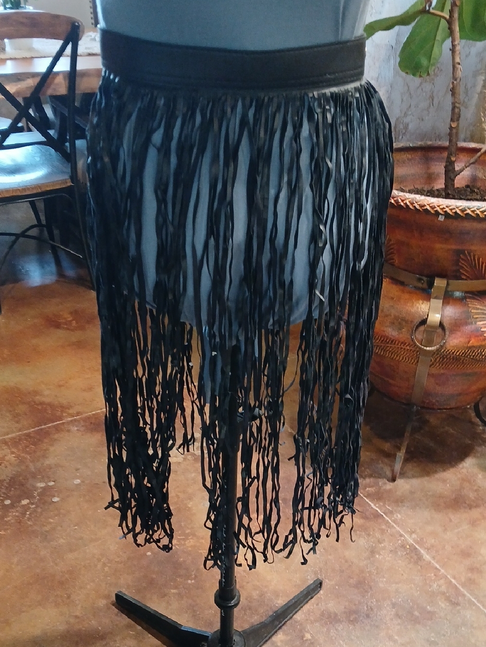 Black Fringe Leather-Look belt